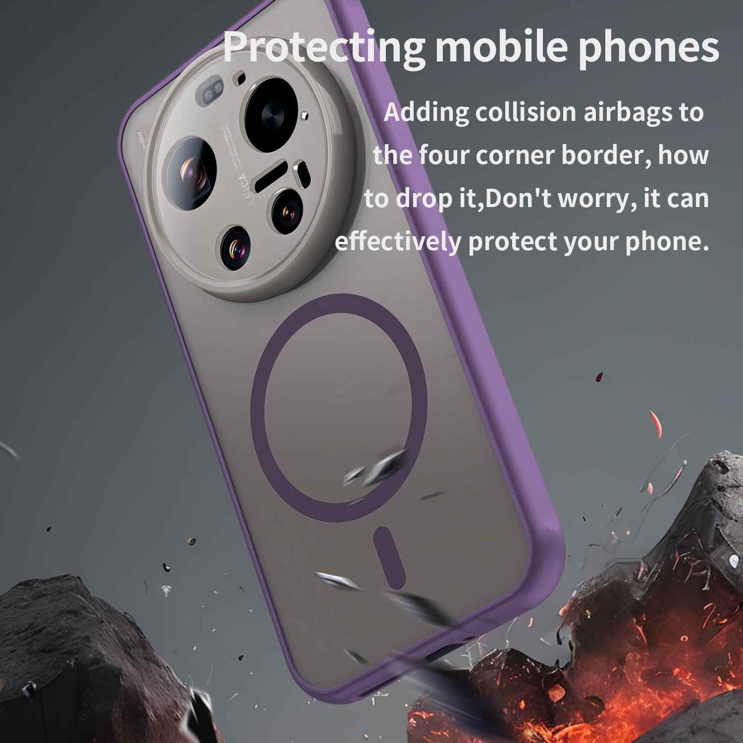 For Xiaomi 17 Ultra 5G Magnetic Case with Screen Film WANLONFENG FD Series Skin Touch TPU + PC Phone Back Cover - Purple