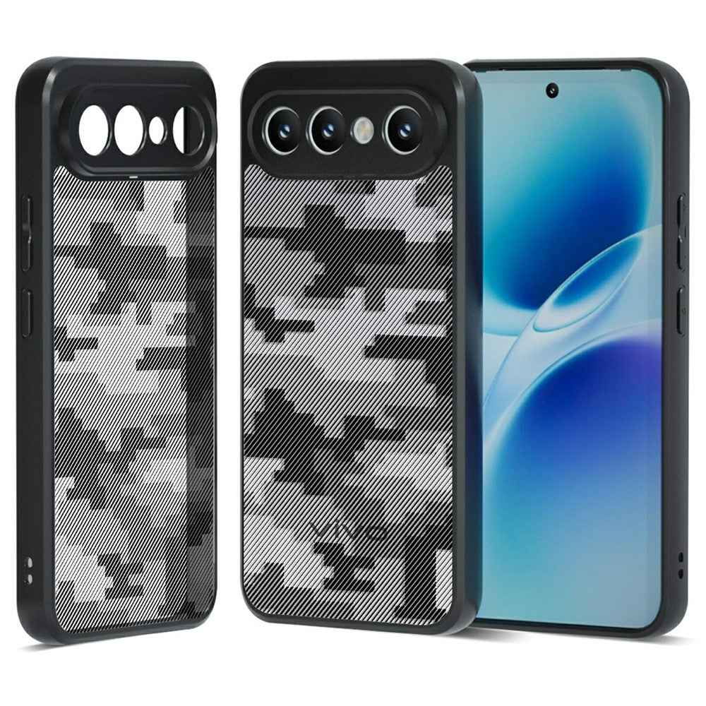 IBMRS Phone Case For vivo S50 Pro mini 5G  /  X300 FE 5G Soft TPU Frame Hard PC Back Anti-Fall Phone Cover - Grid Camouflage