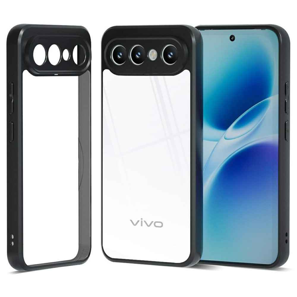 IBMRS Phone Case For vivo S50 Pro mini 5G  /  X300 FE 5G Soft TPU Frame Hard PC Back Anti-Fall Phone Cover - Transparent Black