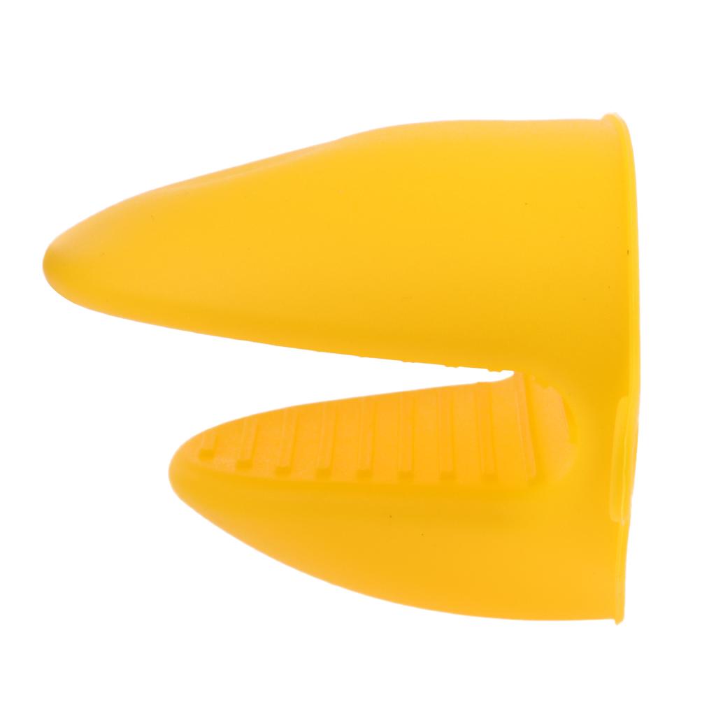 Silicone Hot Pot Holder Oven Grip Pinch Mitts Finger Tab Protector Yellow