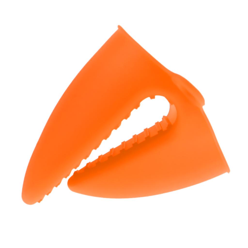 Silicone Hot Pot Holder Oven Grip Pinch Mitts Finger Tab Protector Orange