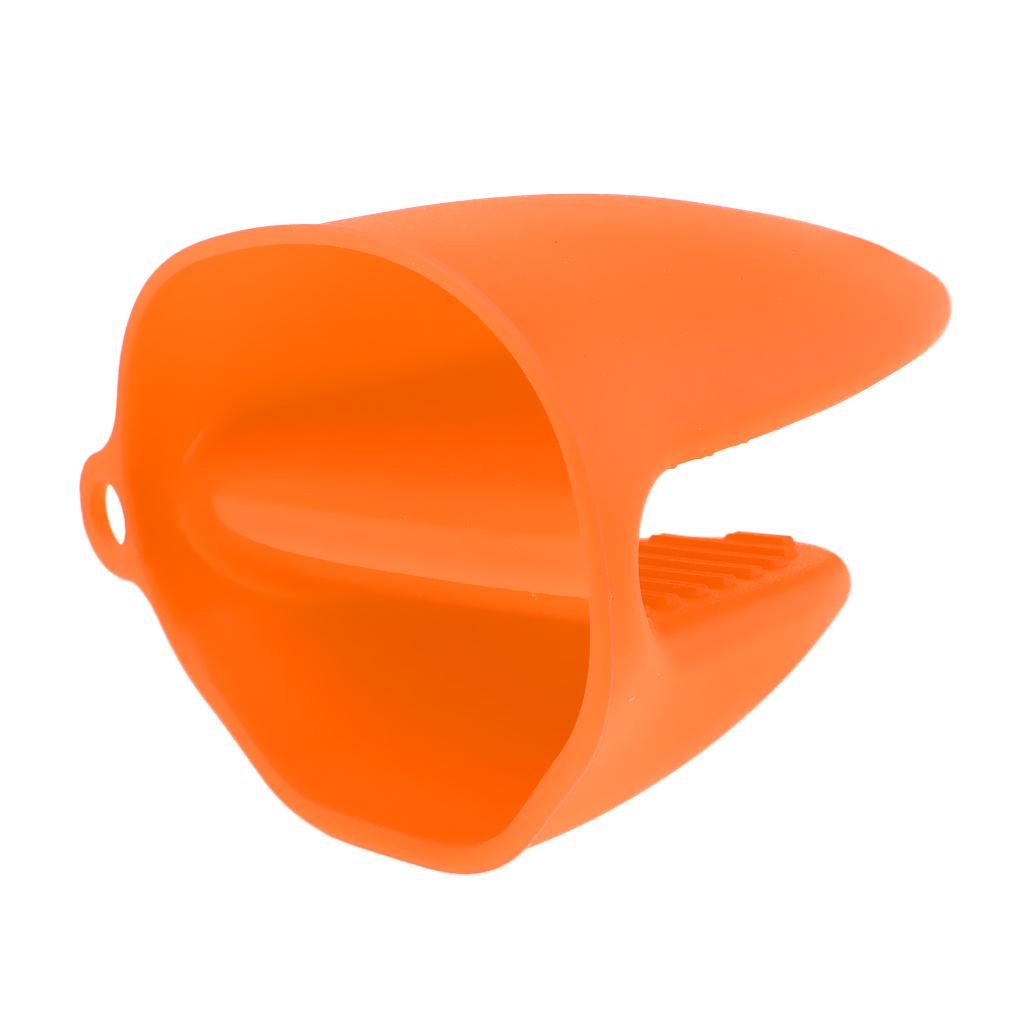 Silicone Hot Pot Holder Oven Grip Pinch Mitts Finger Tab Protector Orange