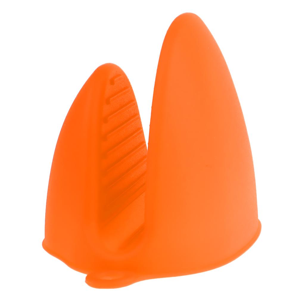 Silicone Hot Pot Holder Oven Grip Pinch Mitts Finger Tab Protector Orange