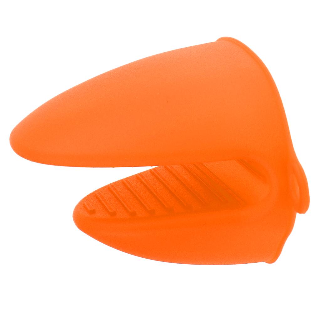 Silicone Hot Pot Holder Oven Grip Pinch Mitts Finger Tab Protector Orange