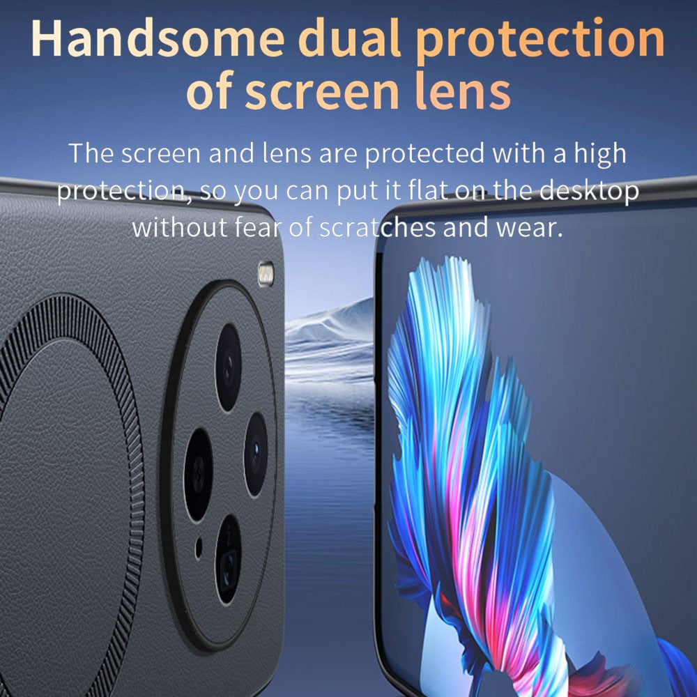 For vivo X300s 5G Magnetic Case Leather Coated TPU + PC Phone Cover - Black