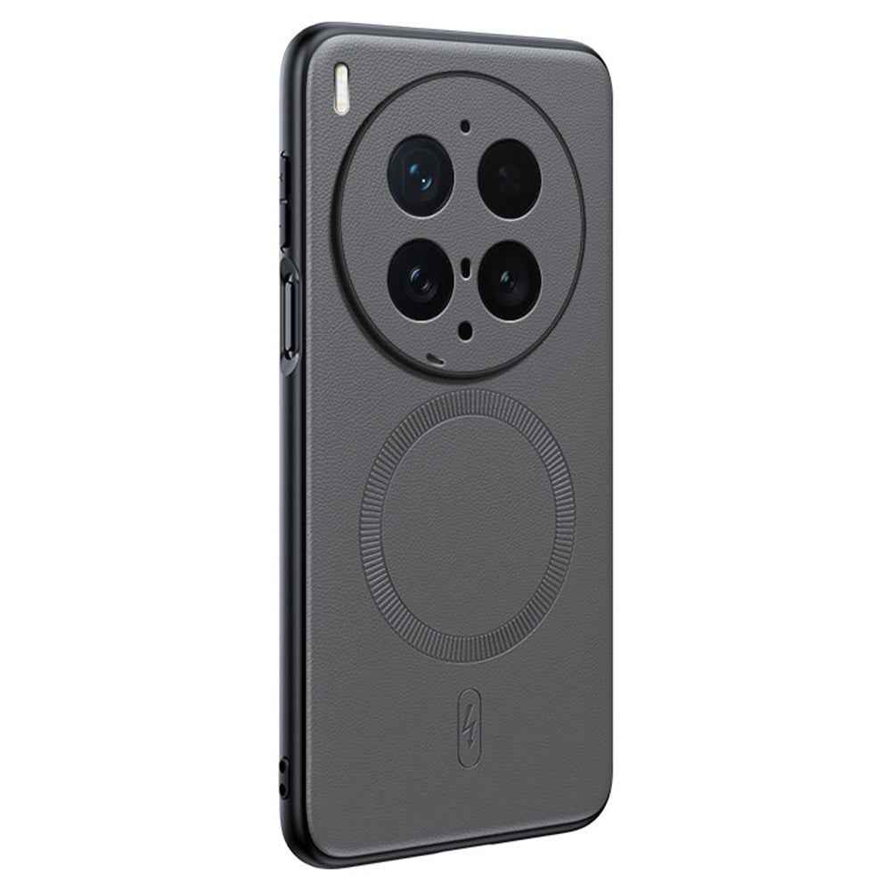 For vivo X300 Ultra 5G Magnetic Case Leather Coated TPU + PC Phone Cover - Grey