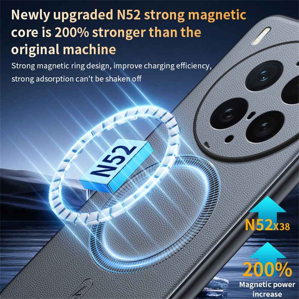 For vivo X300 Ultra 5G Magnetic Case Leather Coated TPU + PC Phone Cover - Black