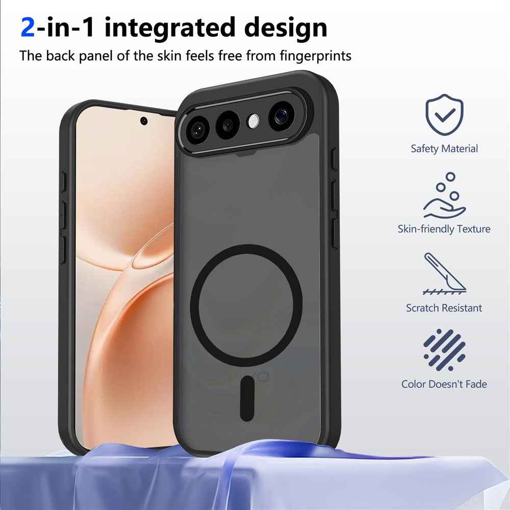 For vivo X300 FE 5G Magnetic Case Skin Touch Matte PC + TPU Anti-Drop Phone Cover - Black
