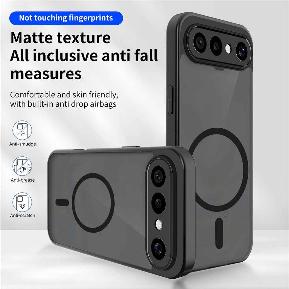 For vivo X300 FE 5G Magnetic Case Skin Touch Matte PC + TPU Anti-Drop Phone Cover - Black