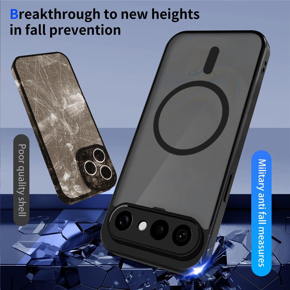 For vivo X300 FE 5G Magnetic Case Skin Touch Matte PC + TPU Anti-Drop Phone Cover - Black