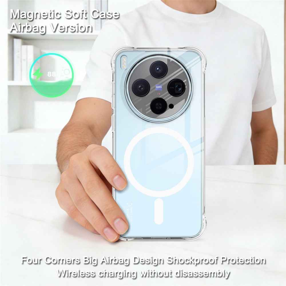 IMAK for vivo X300 5G Magnetic Case Airbag Shockproof Protection TPU Phone Cover - Transparent