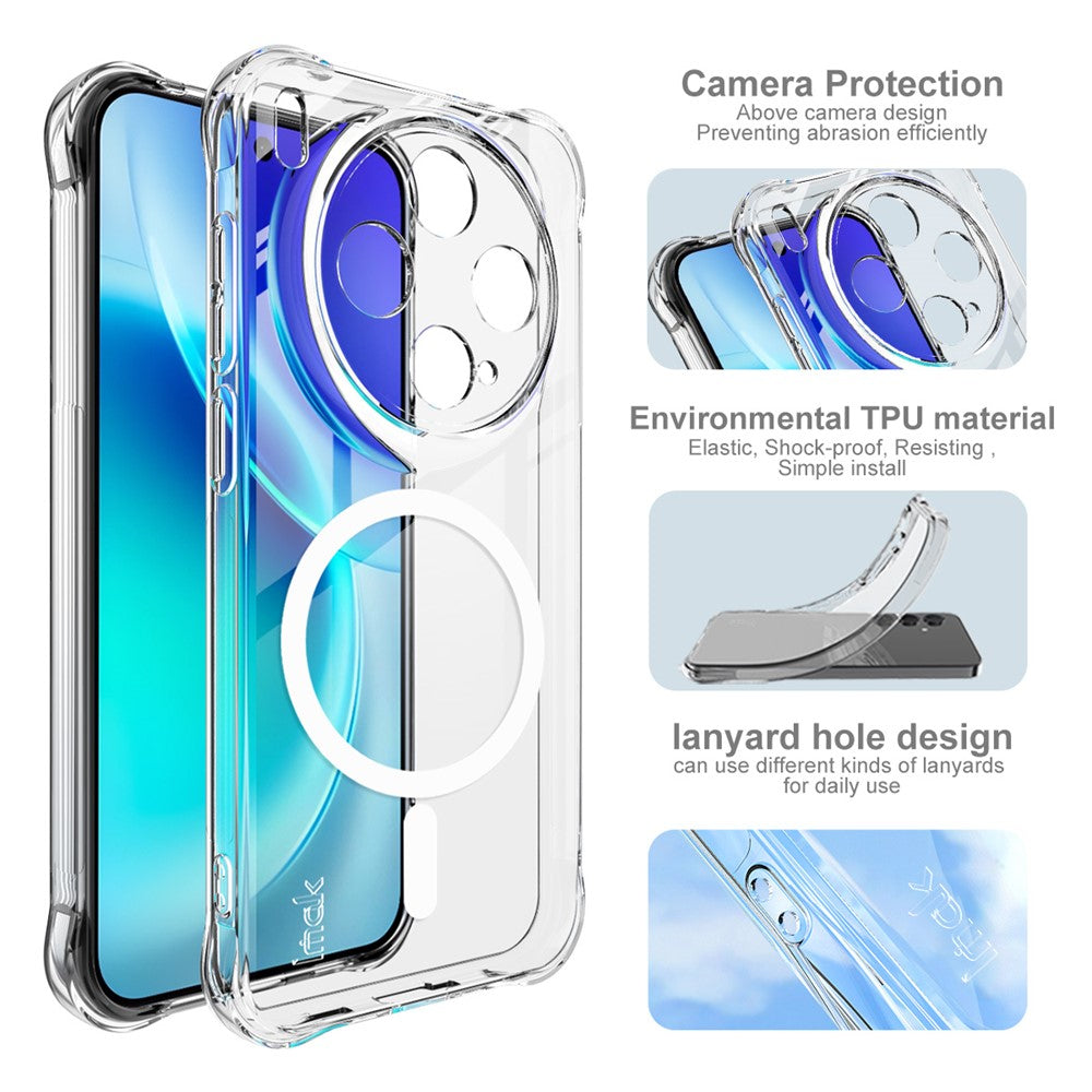 IMAK for vivo X300 5G Magnetic Case Airbag Shockproof Protection TPU Phone Cover - Transparent