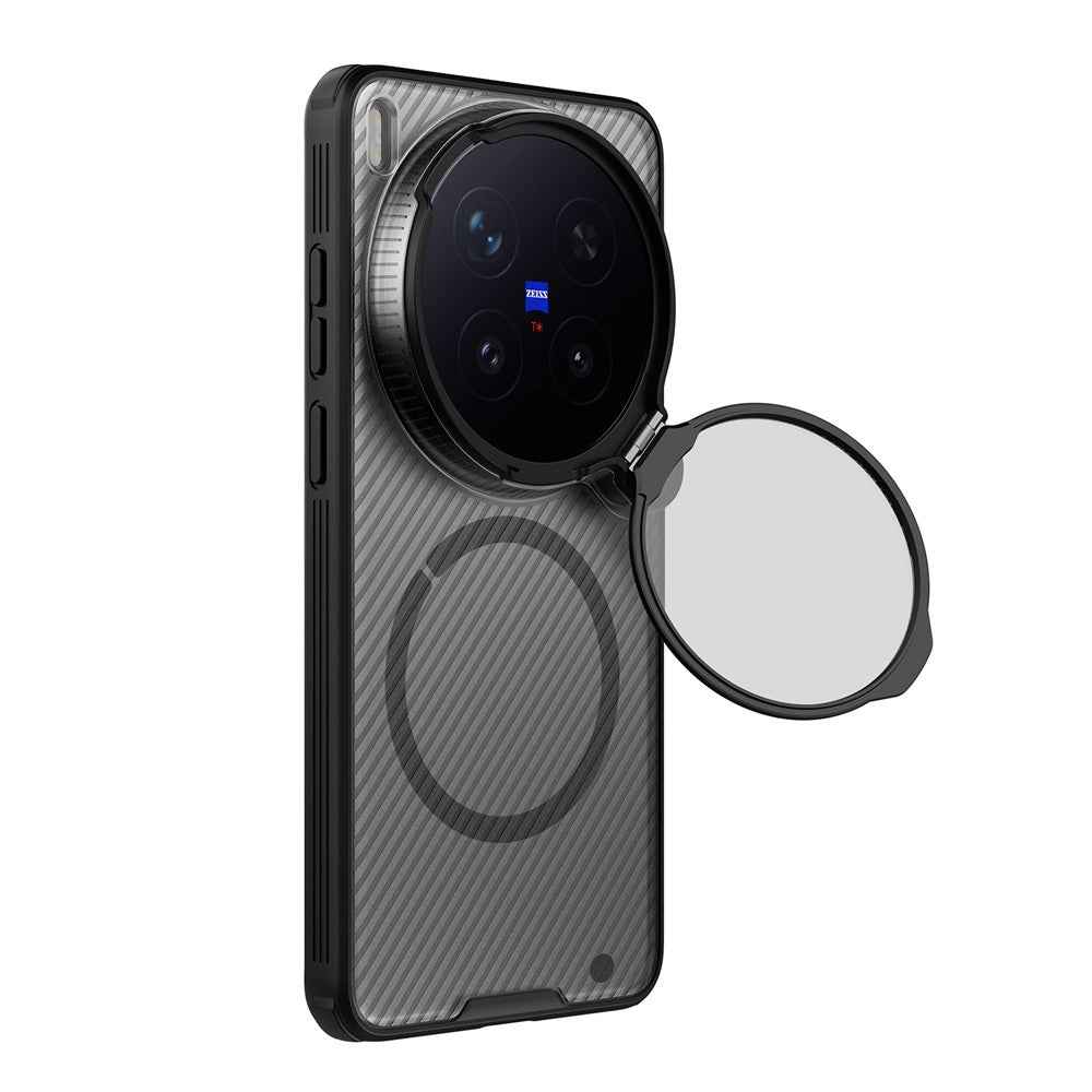 NILLKIN Camshield Prop Magnetic Series for vivo X300 Ultra 5G Case Clear Lens Lid PC TPU Phone Back Cover - Transparent Black