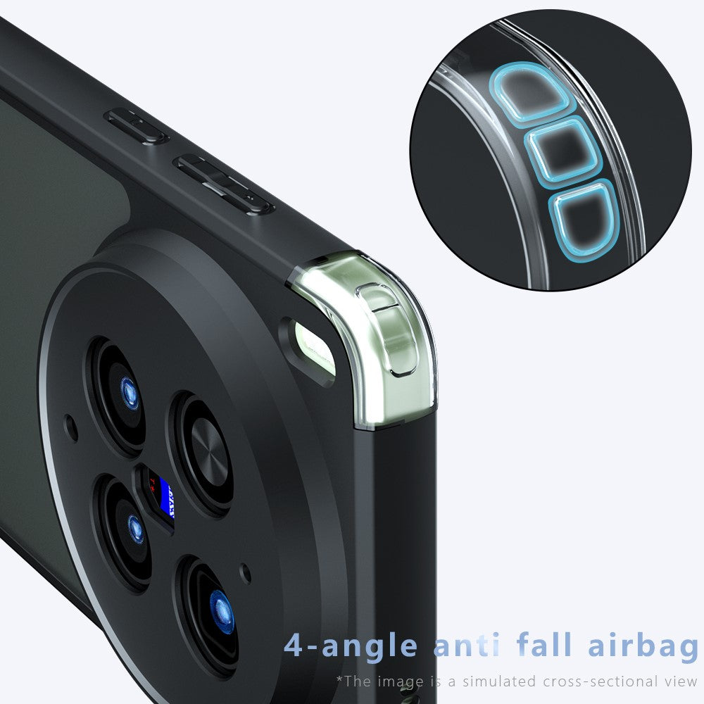 For vivo X300 Ultra 5G Matte Skin-touch Magnetic Case 360° Rotating Kickstand Shockproof TPU + PC Phone Cover - Transparent Black