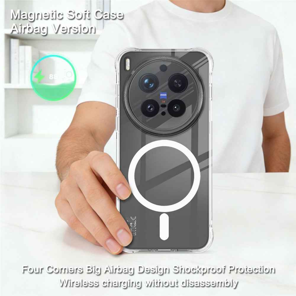 IMAK for vivo X300 Pro 5G Magnetic Case Airbag Shockproof Protection TPU Phone Cover - Transparent