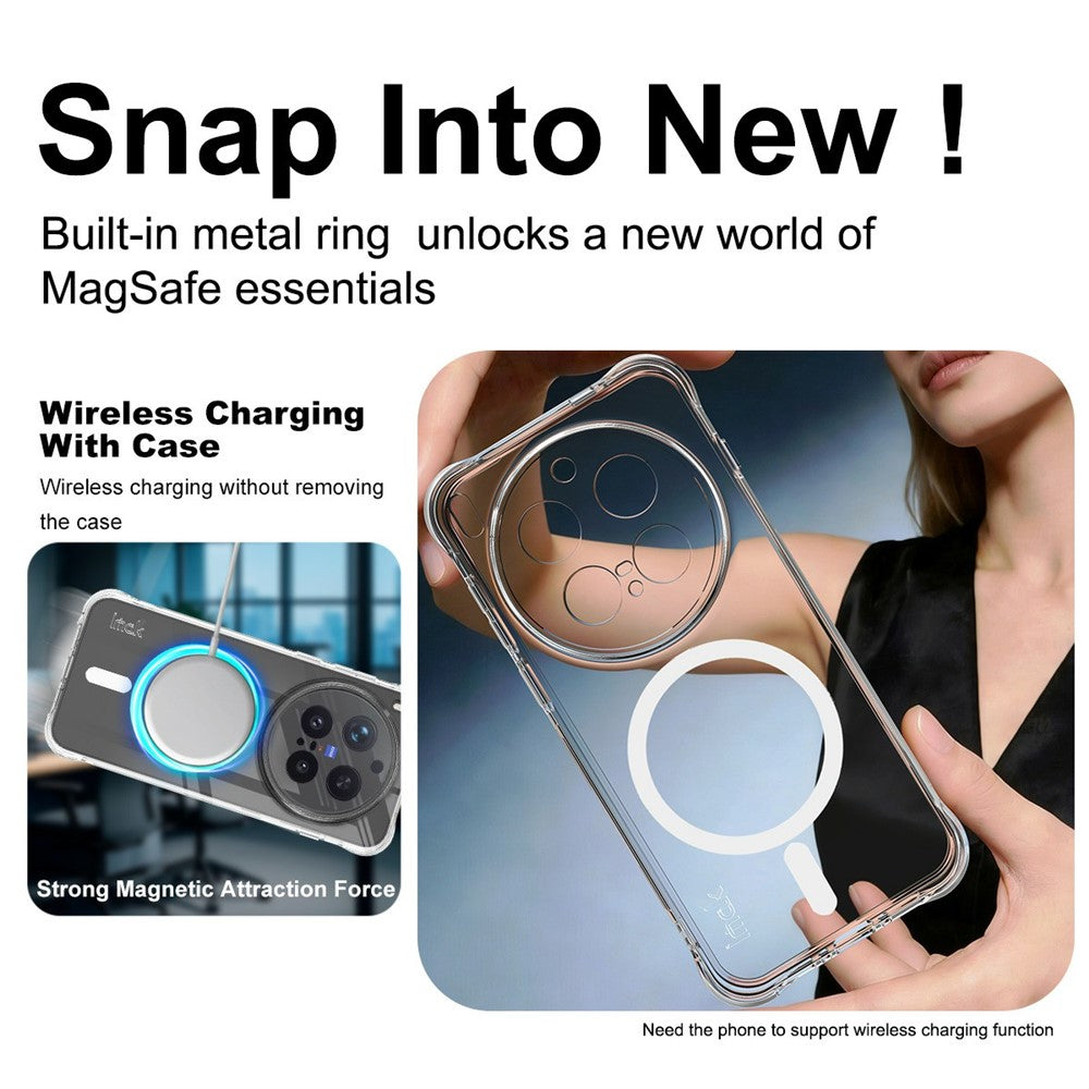 IMAK for vivo X300 Pro 5G Magnetic Case Airbag Shockproof Protection TPU Phone Cover - Transparent