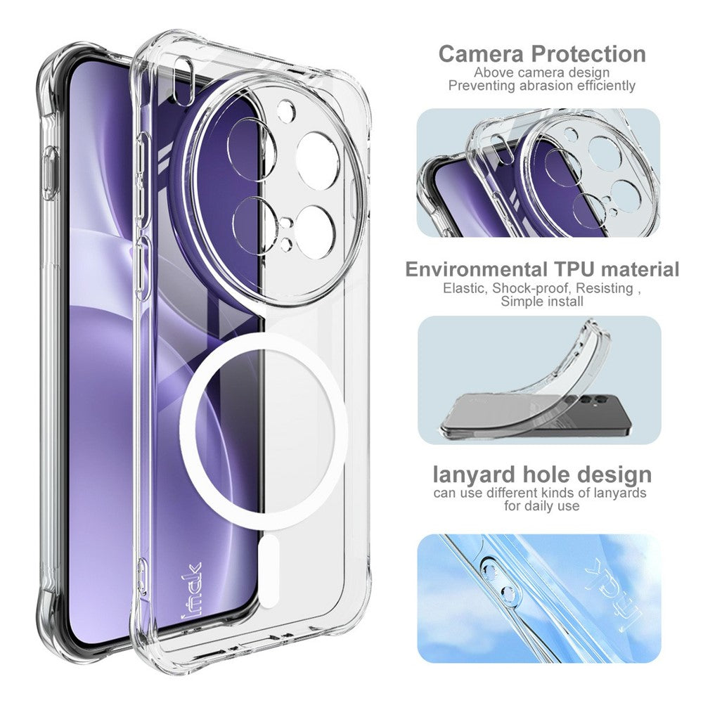 IMAK for vivo X300 Pro 5G Magnetic Case Airbag Shockproof Protection TPU Phone Cover - Transparent