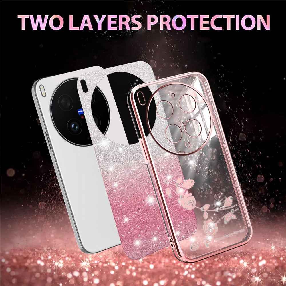 KADEM For vivo X300 Ultra 5G Phone Case Flower TPU Flexible Gradient Phone Cover - Pink