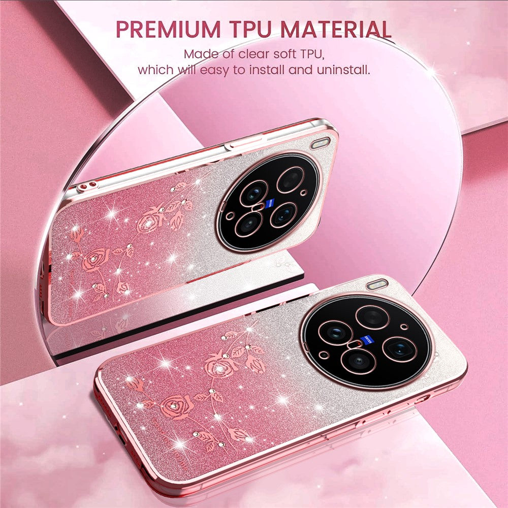 KADEM For vivo X300 Ultra 5G Phone Case Flower TPU Flexible Gradient Phone Cover - Pink