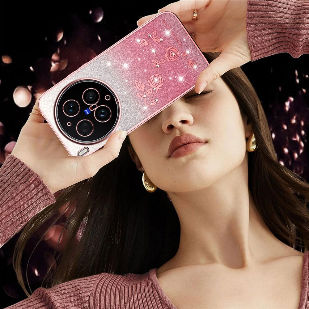 KADEM For vivo X300 Ultra 5G Phone Case Flower TPU Flexible Gradient Phone Cover - Pink