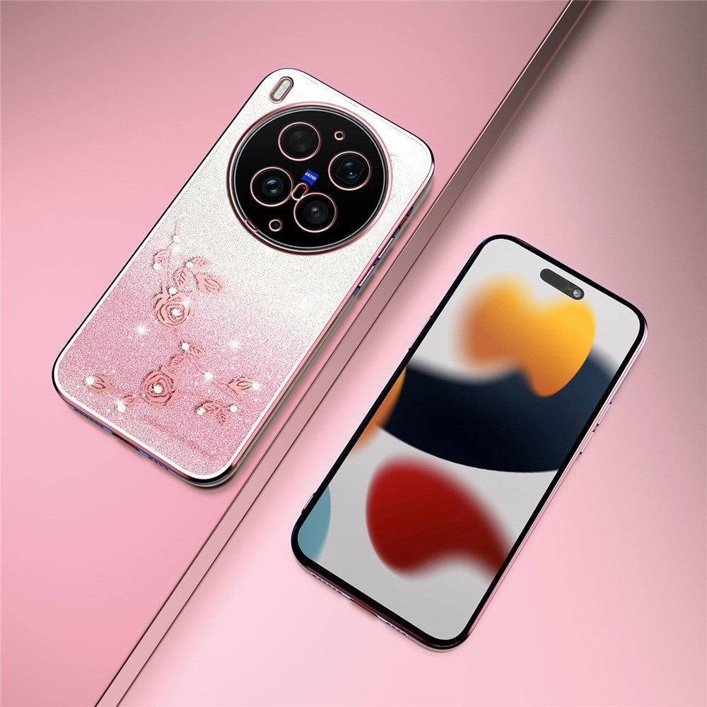 KADEM For vivo X300 Ultra 5G Phone Case Flower TPU Flexible Gradient Phone Cover - Pink