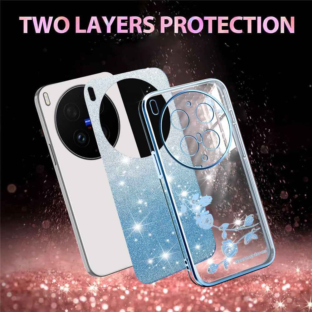 KADEM For vivo X300 Ultra 5G Phone Case Flower TPU Flexible Gradient Phone Cover - Blue