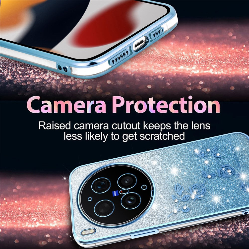 KADEM For vivo X300 Ultra 5G Phone Case Flower TPU Flexible Gradient Phone Cover - Blue