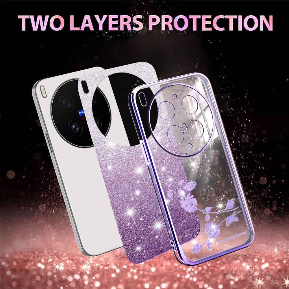 KADEM For vivo X300 Ultra 5G Phone Case Flower TPU Flexible Gradient Phone Cover - Purple