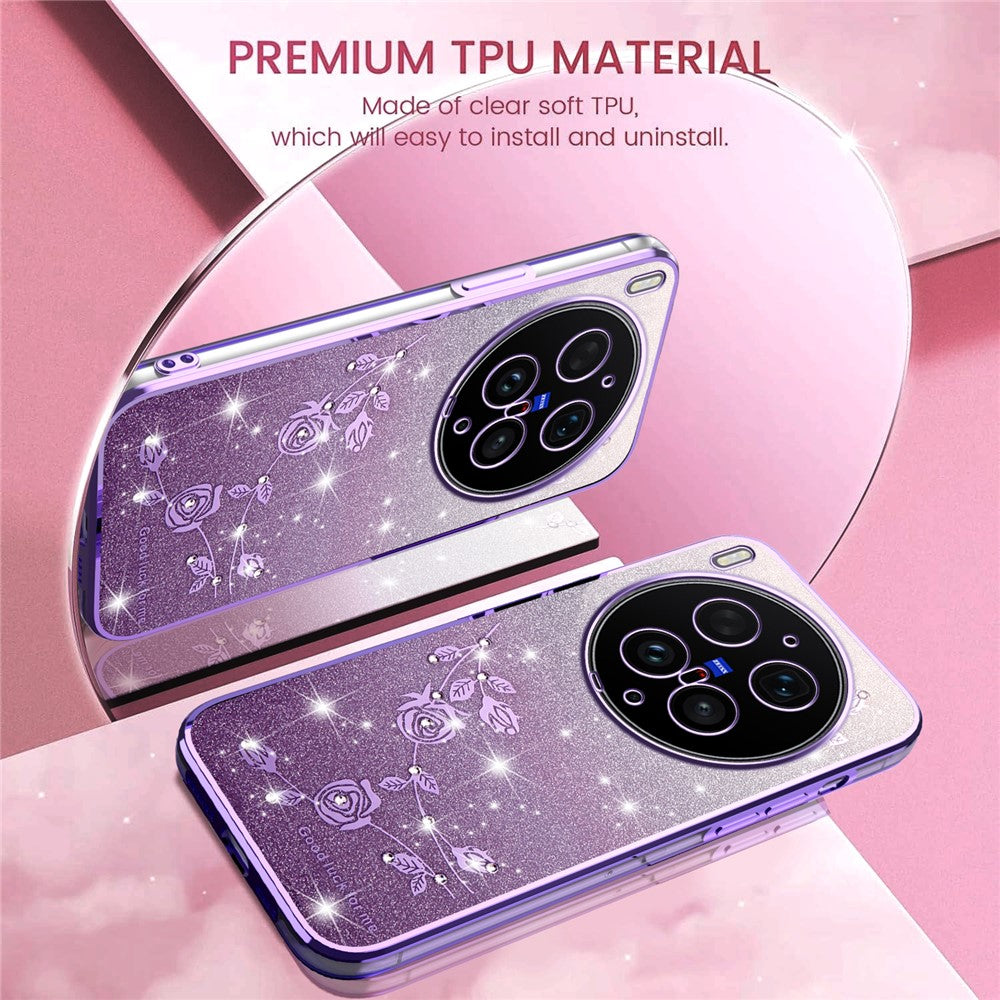 KADEM For vivo X300 Ultra 5G Phone Case Flower TPU Flexible Gradient Phone Cover - Purple