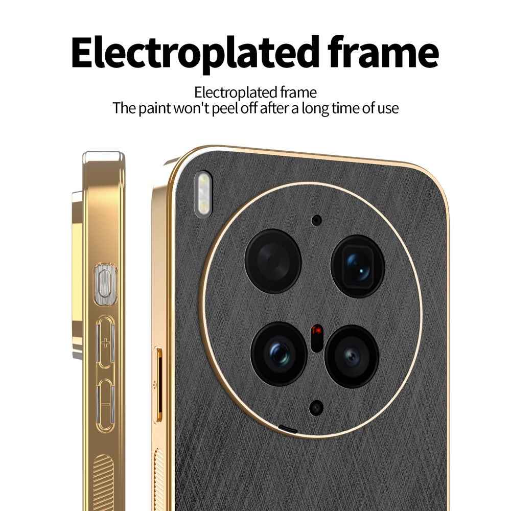 KADEM For vivo X300 Ultra 5G Phone Case Electroplating Silk Texture PU + TPU Phone Back Cover - Black