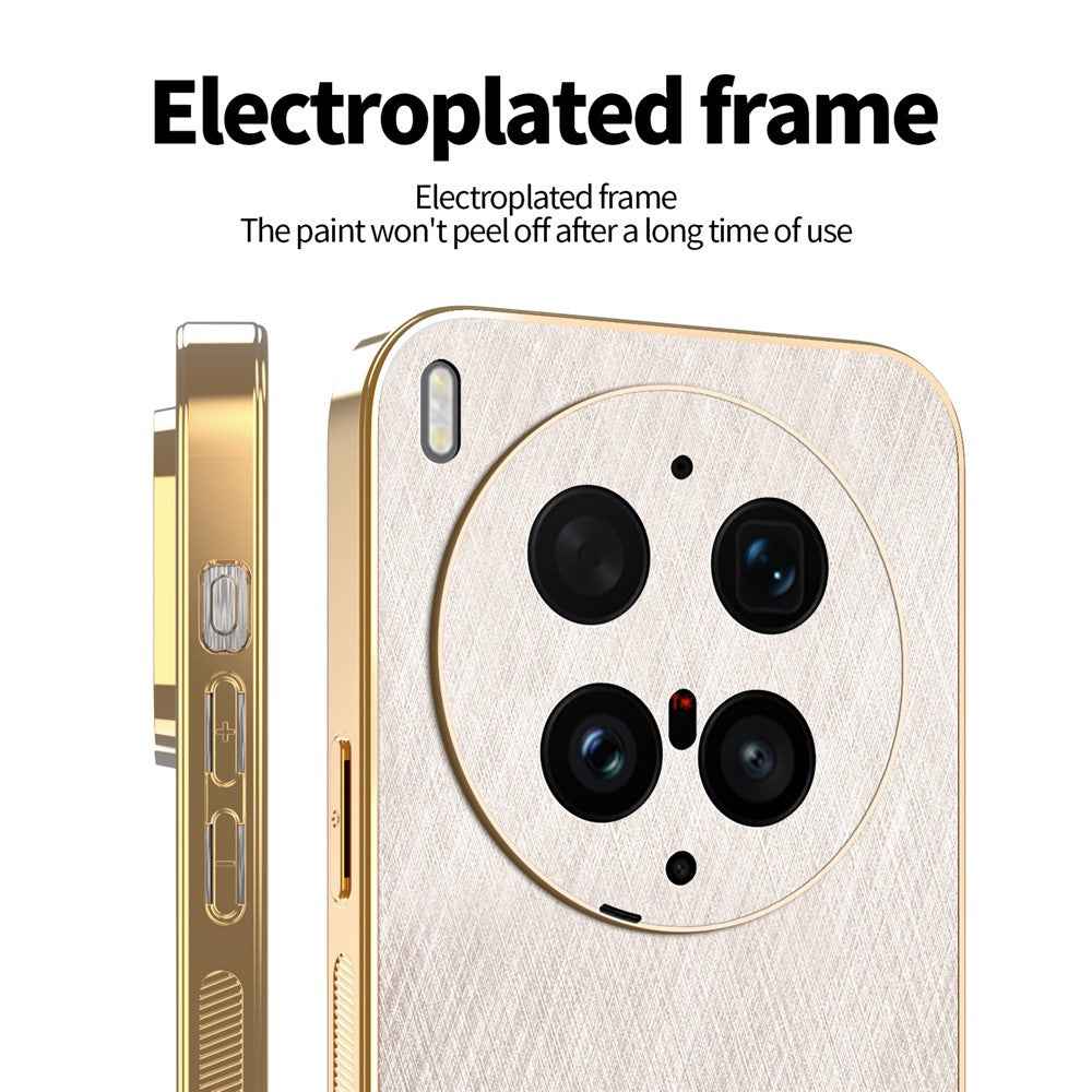 KADEM For vivo X300 Ultra 5G Phone Case Electroplating Silk Texture PU + TPU Phone Back Cover - Gold