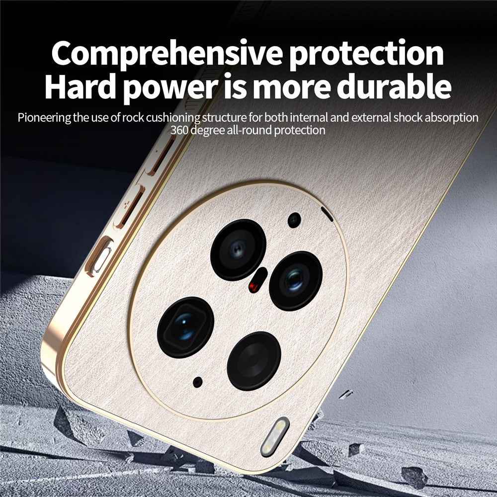 KADEM For vivo X300 Ultra 5G Phone Case Electroplating Silk Texture PU + TPU Phone Back Cover - Gold