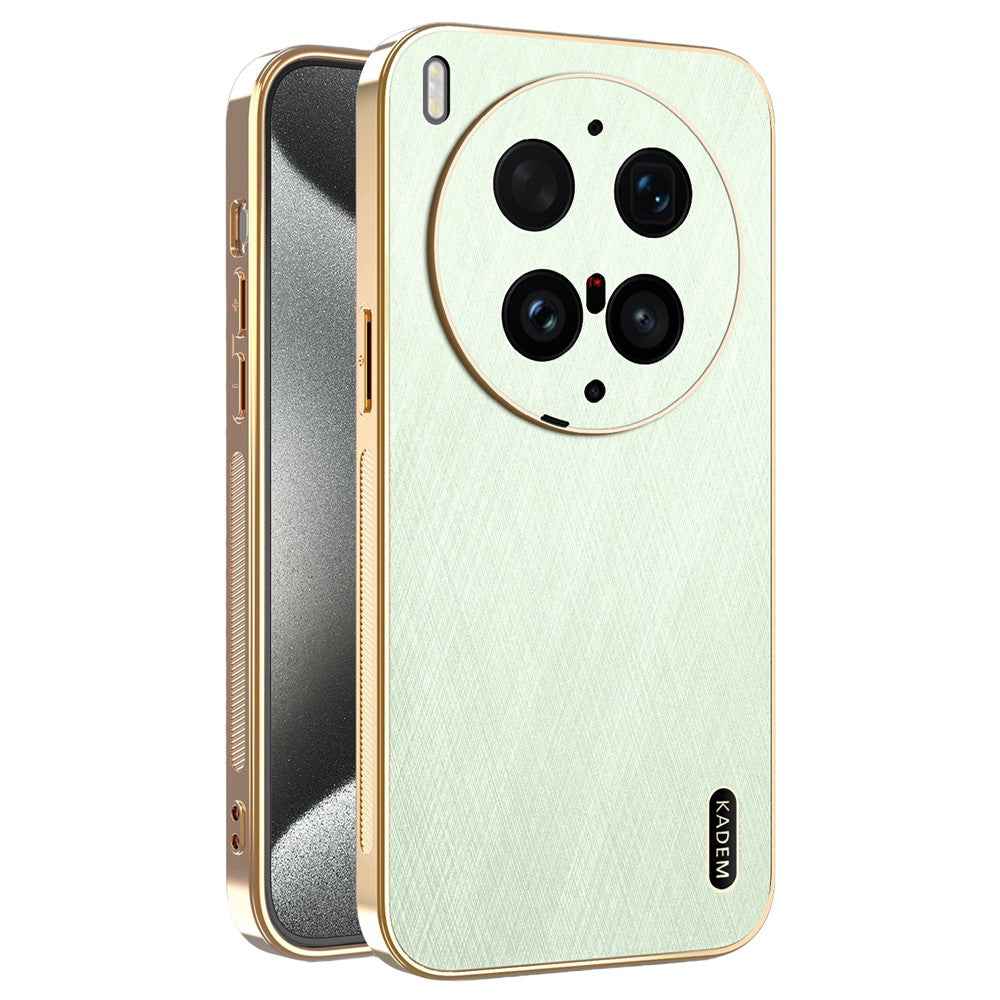 KADEM For vivo X300 Ultra 5G Phone Case Electroplating Silk Texture PU + TPU Phone Back Cover - Green