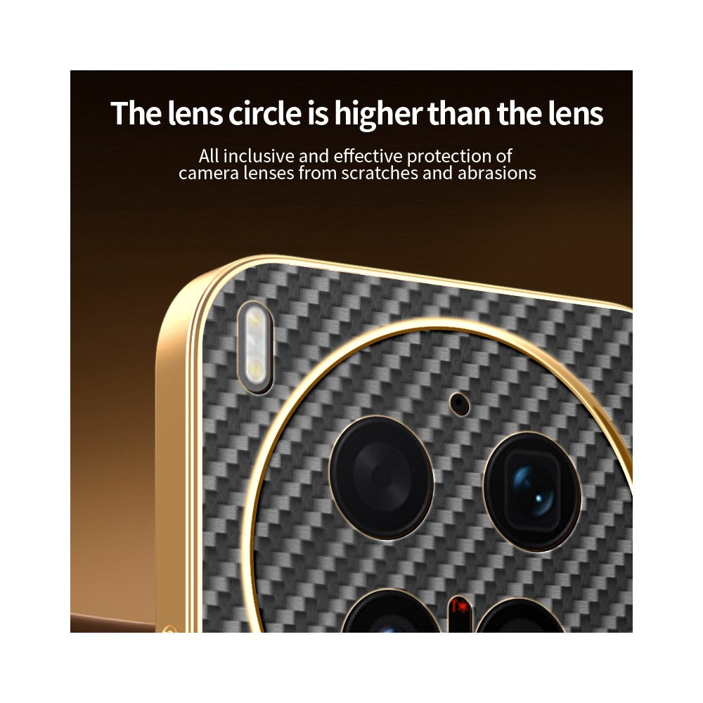 For vivo X300 Ultra 5G Phone Case Carbon Fiber Textured Electroplated TPU Phone Back Cover - Black