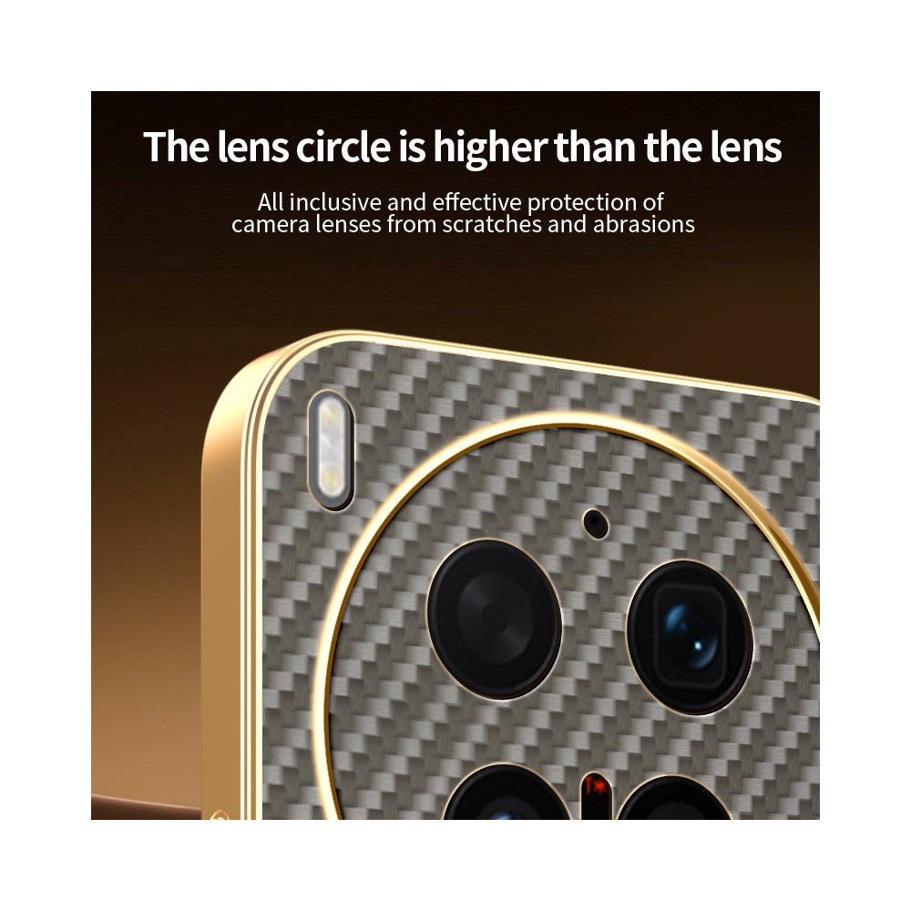 For vivo X300 Ultra 5G Phone Case Carbon Fiber Textured Electroplated TPU Phone Back Cover - Coffee