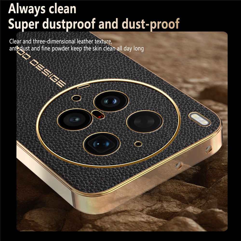 For vivo X300 Ultra 5G Case Anti Scratch Litchi Texture TPU Leather PU Phone Back Cover - Black