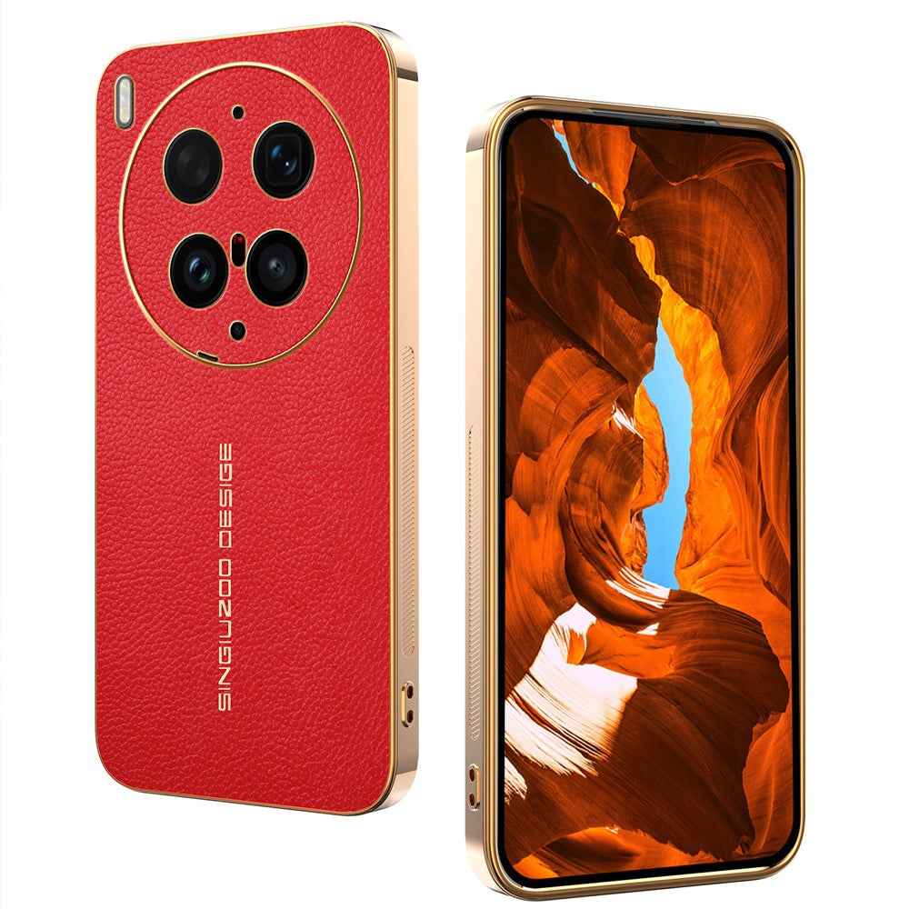 For vivo X300 Ultra 5G Case Anti Scratch Litchi Texture TPU Leather PU Phone Back Cover - Red