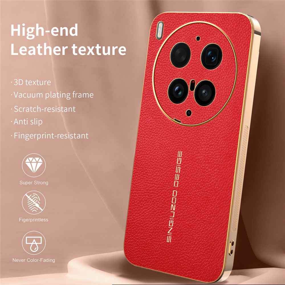 For vivo X300 Ultra 5G Case Anti Scratch Litchi Texture TPU Leather PU Phone Back Cover - Red