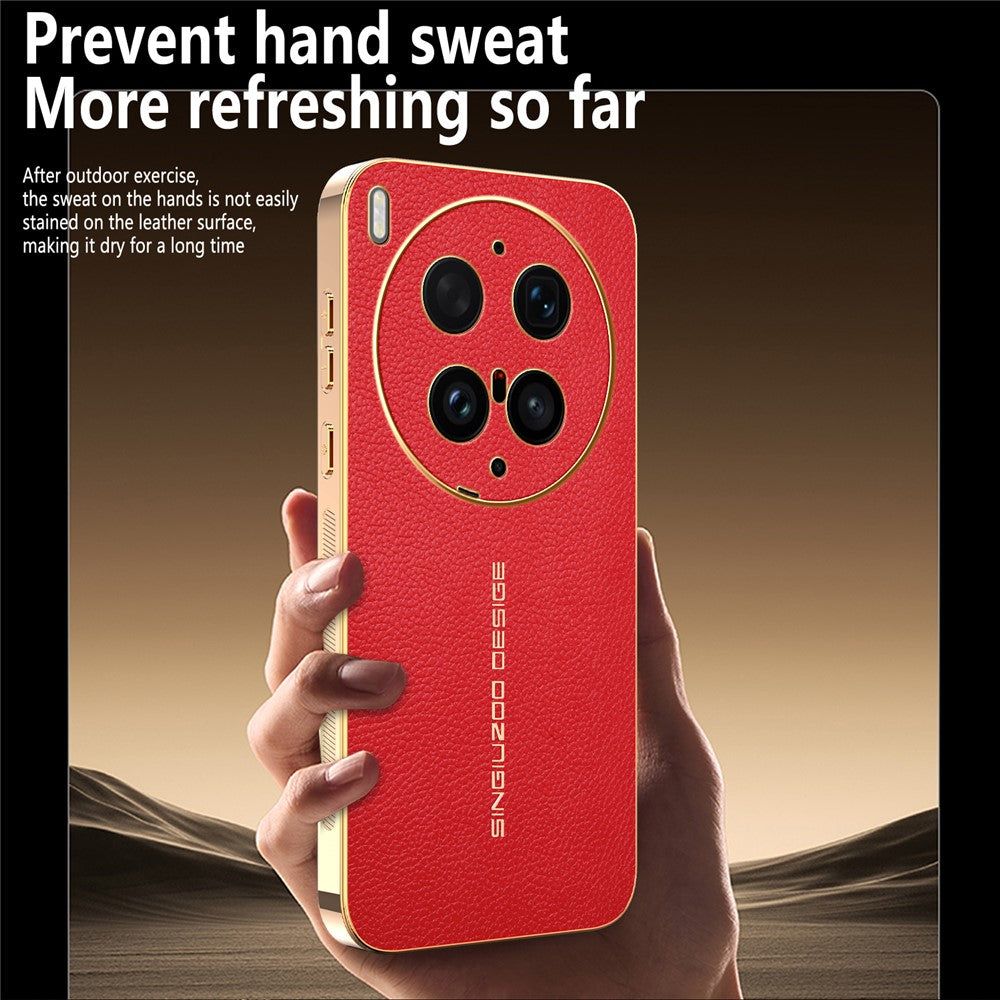 For vivo X300 Ultra 5G Case Anti Scratch Litchi Texture TPU Leather PU Phone Back Cover - Red