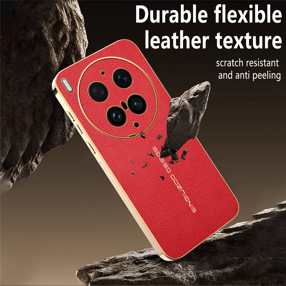For vivo X300 Ultra 5G Case Anti Scratch Litchi Texture TPU Leather PU Phone Back Cover - Red