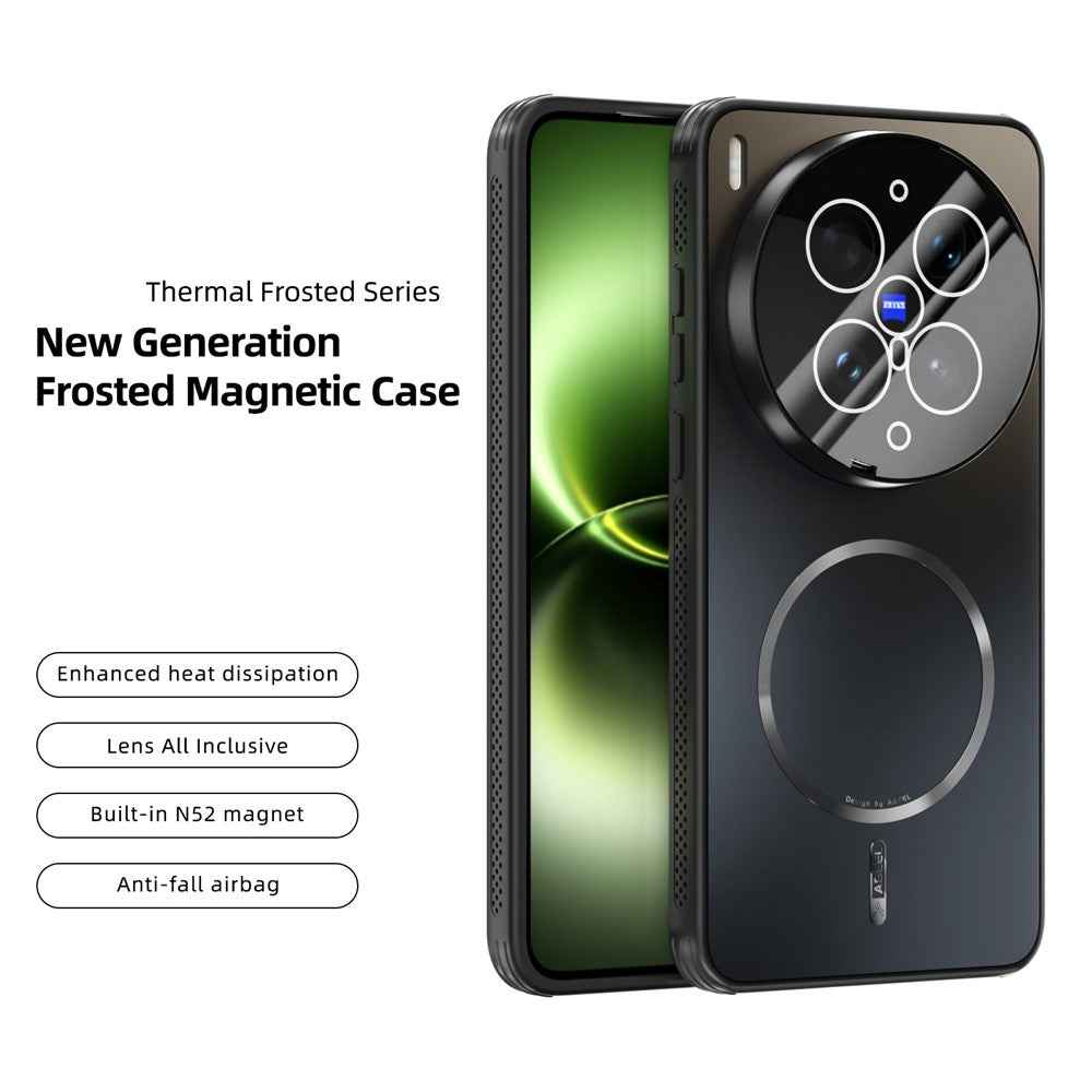 ABEEL For vivo X300 Ultra 5G Magnetic Case TPU PC Cooling Matte Phone Back Cover with Lens Film - Black