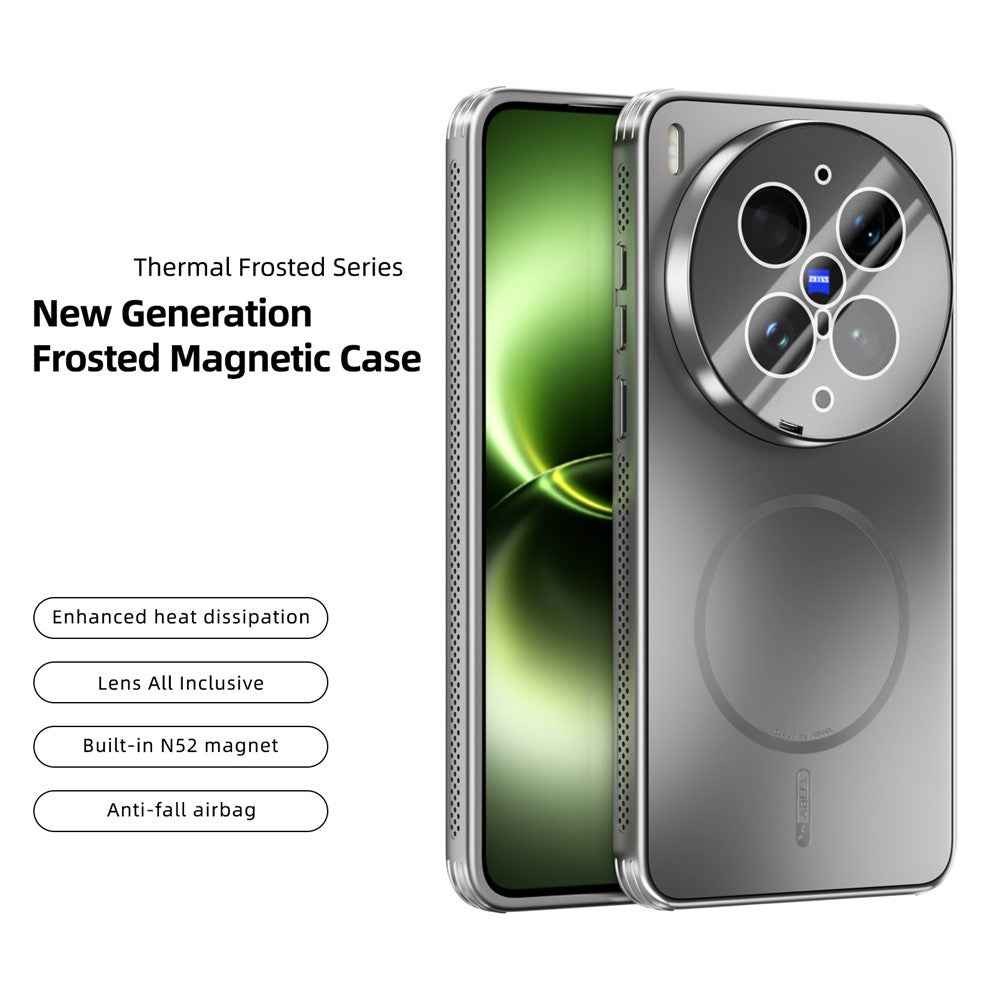 ABEEL For vivo X300 Ultra 5G Magnetic Case TPU PC Cooling Matte Phone Back Cover with Lens Film - Titanium Grey