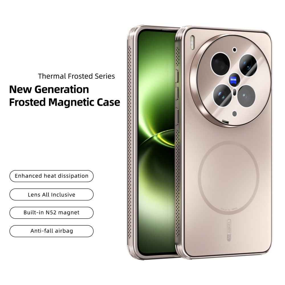 ABEEL For vivo X300 Ultra 5G Magnetic Case TPU PC Cooling Matte Phone Back Cover with Lens Film - Gold