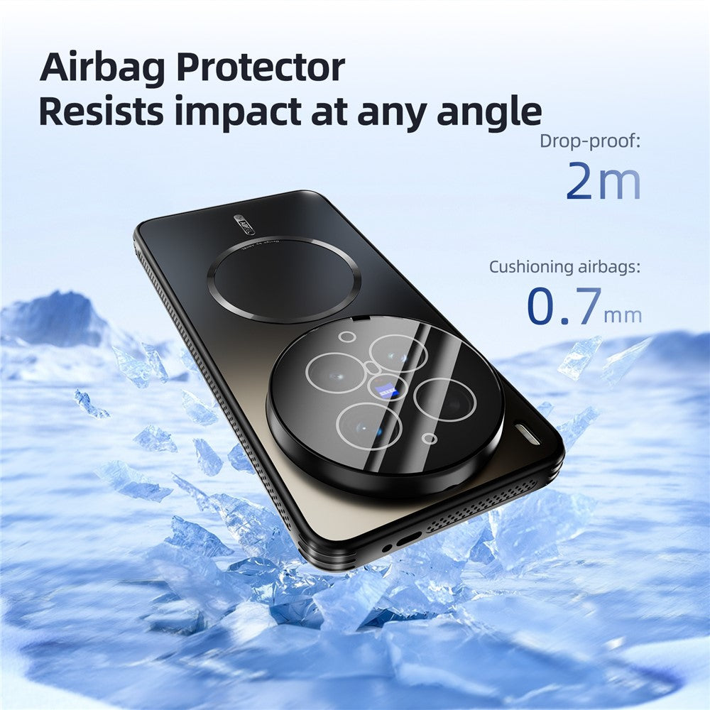 ABEEL For vivo X300 Ultra 5G Magnetic Case TPU PC Cooling Matte Phone Back Cover with Lens Film - Gold