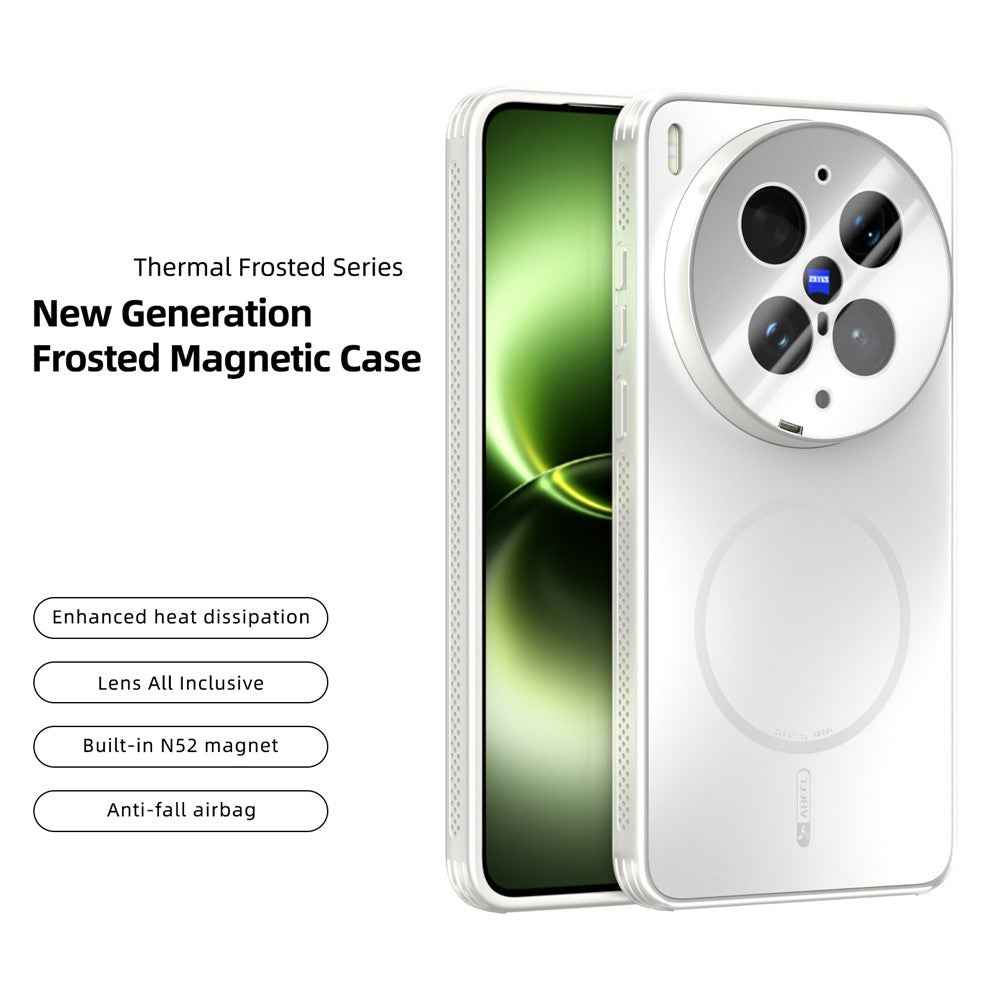 ABEEL For vivo X300 Ultra 5G Magnetic Case TPU PC Cooling Matte Phone Back Cover with Lens Film - White