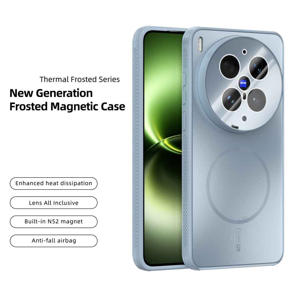 ABEEL For vivo X300 Ultra 5G Magnetic Case TPU PC Cooling Matte Phone Back Cover with Lens Film - Baby Blue