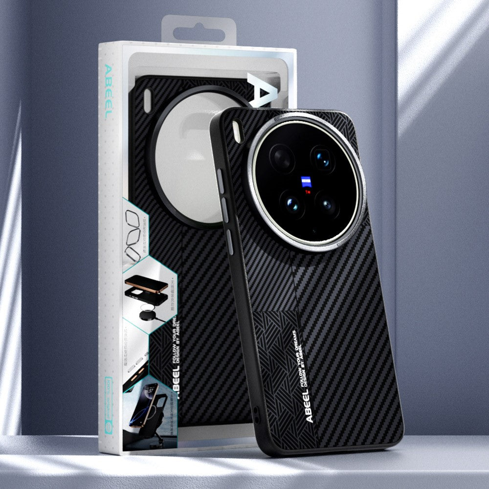 ABEEL For vivo X300 Ultra 5G Magnetic Case PC + TPU + Aluminum Alloy + PU Leather Slim Phone Back Cover - Texture 2