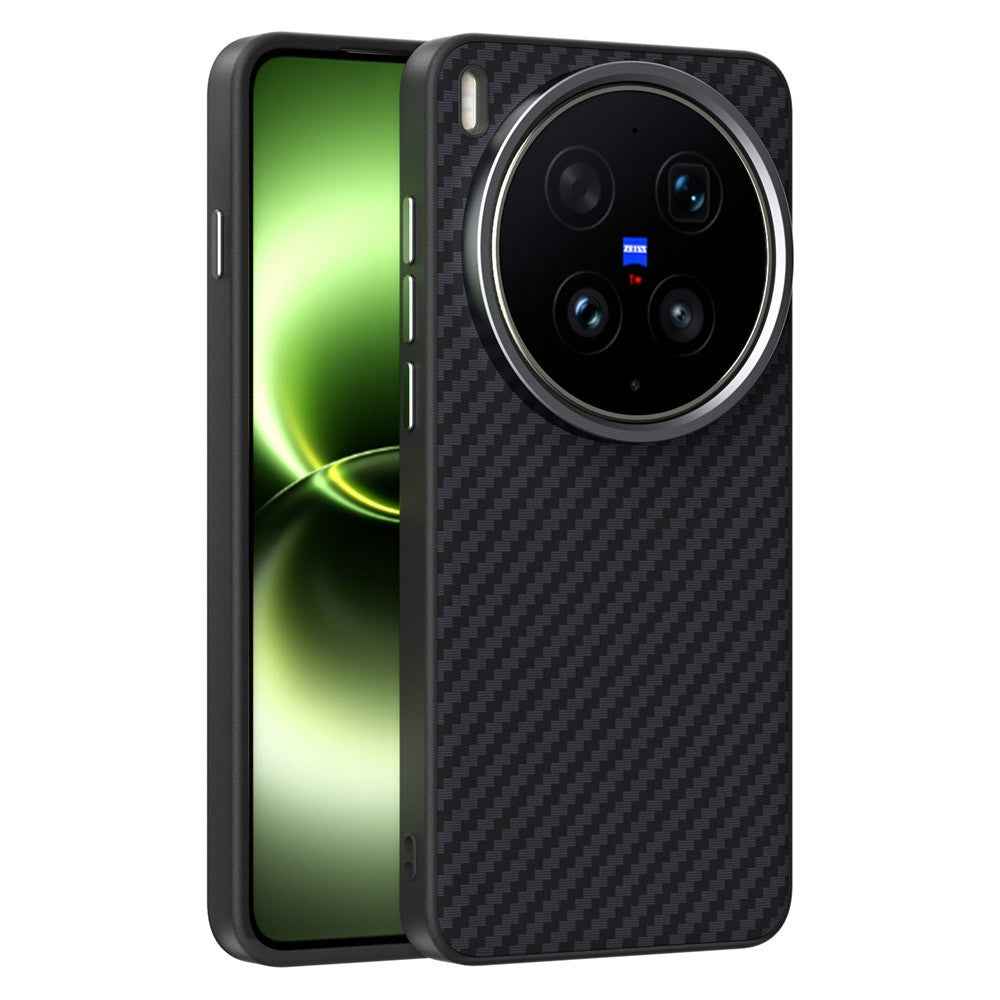 ABEEL For vivo X300 Ultra 5G Magnetic Case Carbon Fiber Texture Phone Back Cover - Black