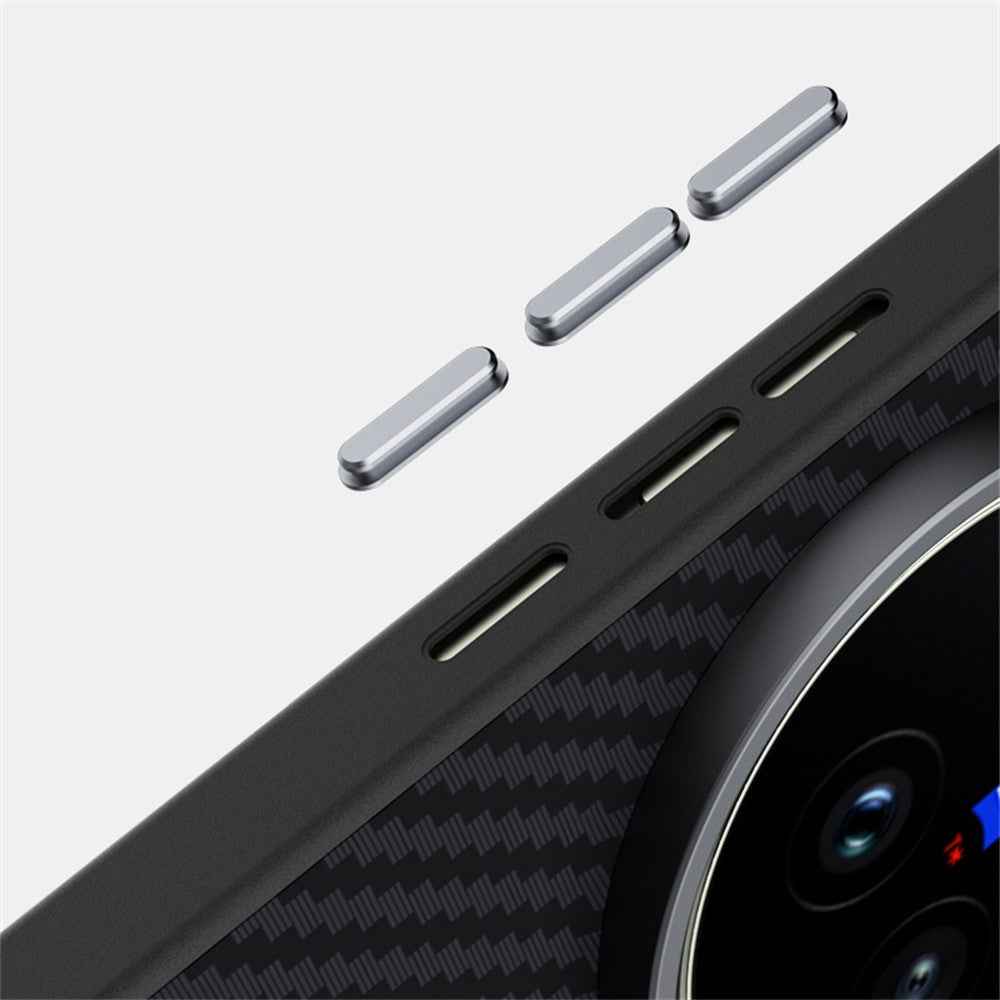 ABEEL For vivo X300 Ultra 5G Magnetic Case Carbon Fiber Texture Phone Back Cover - Black  /  Silver