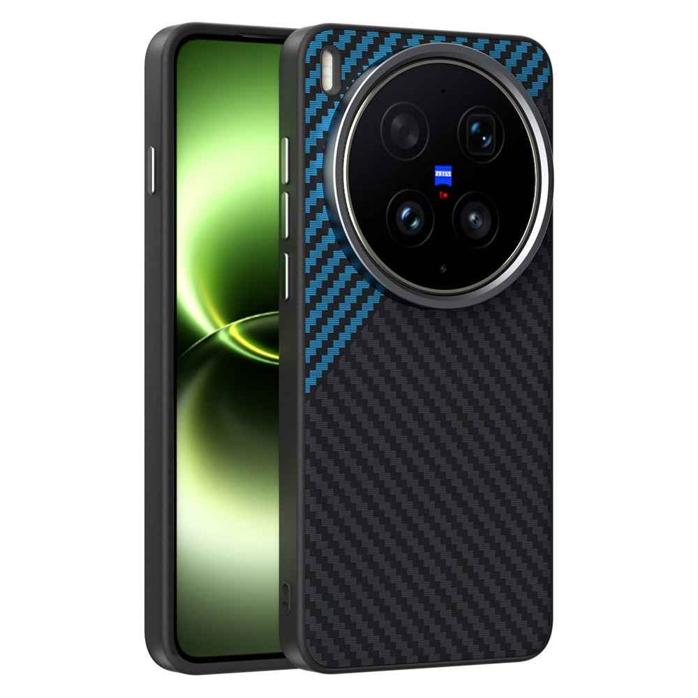 ABEEL For vivo X300 Ultra 5G Magnetic Case Carbon Fiber Texture Phone Back Cover - Black  /  Blue
